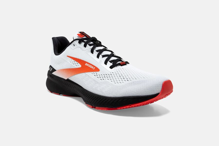 Brooks Running Shoes Mens White/Black/Red - Launch 8 Road - 0825-WNULP